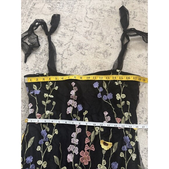 Lulus Thriving Poise Black 3D Floral Embroidered Tie-Strap Maxi Dress Size XXL - Picture 5 of 8